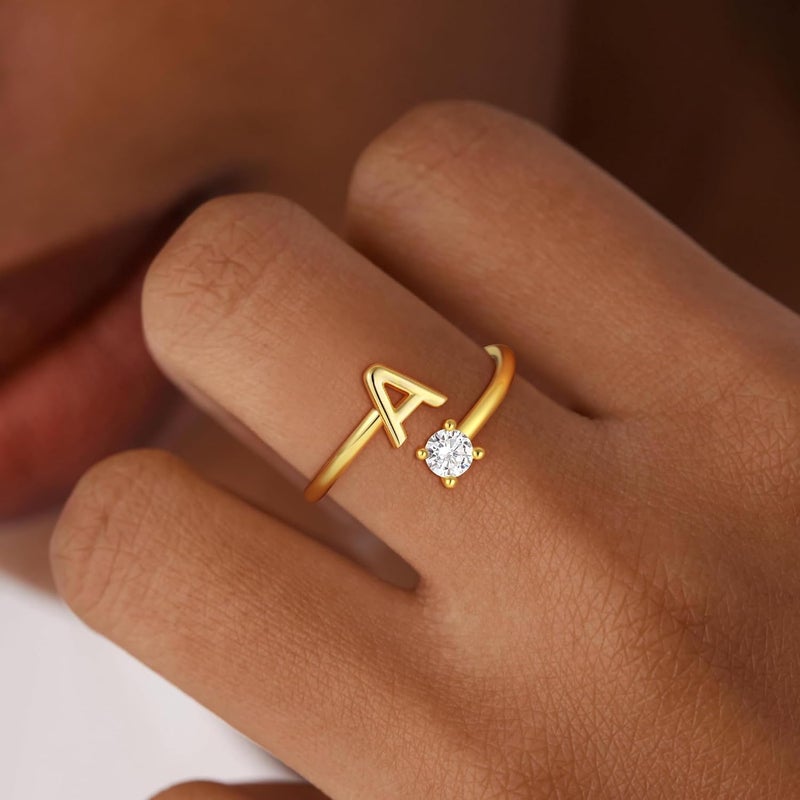 BLThing Store Initial Rings for Girls Kids Women - Dainty 14K Gold Plated Dainty A - Z Initial Letter Rings No Tarnish Teen Girls Gifts Trendy Stuff Birthday Gifts for 5 6 7 8 9 10 Year Old Girl - Image 2